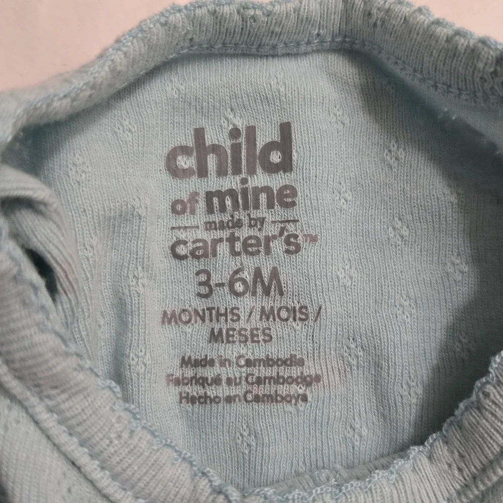 Child of Mine by Carters Baby Girls Blue Cherry Pointelle Footed Sleeper 3-6M
